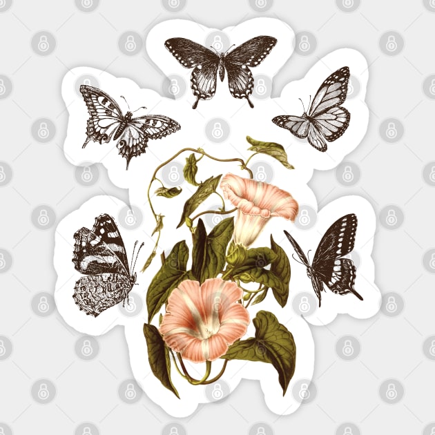 The Butterfly Flower - Cottagecore Fairycore Sticker by Souls.Print